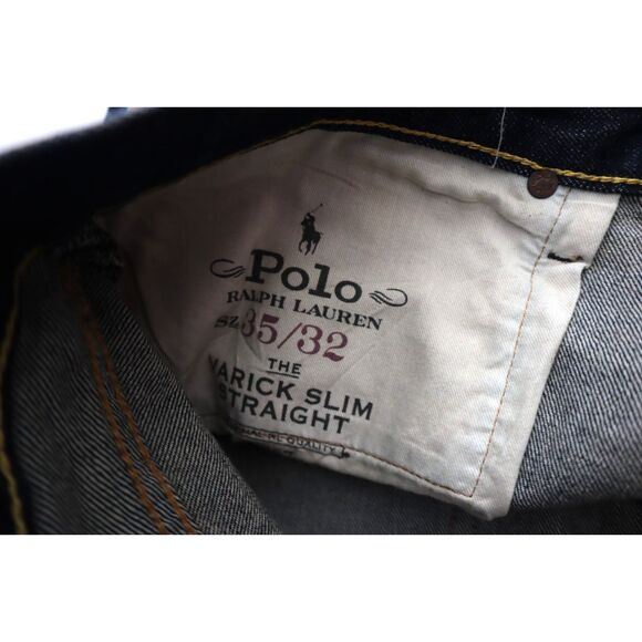 Polo Ralph Lauren Men's Sz 35x32 Dark Blue Varick Slim Straight Jeans - Picture 5 of 14